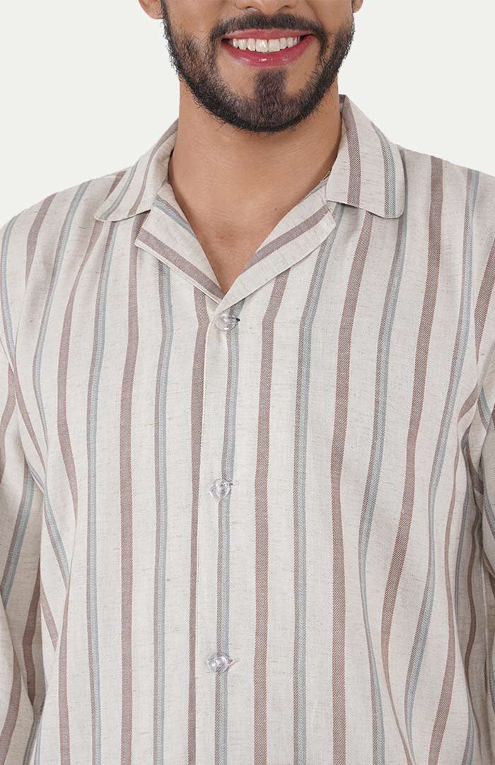       Beige-Stripes-_-Stripes-Lounge-Wear-Set-_-100_-Cotton-daywear---sleep-wear-causual-wear---men_s-collection