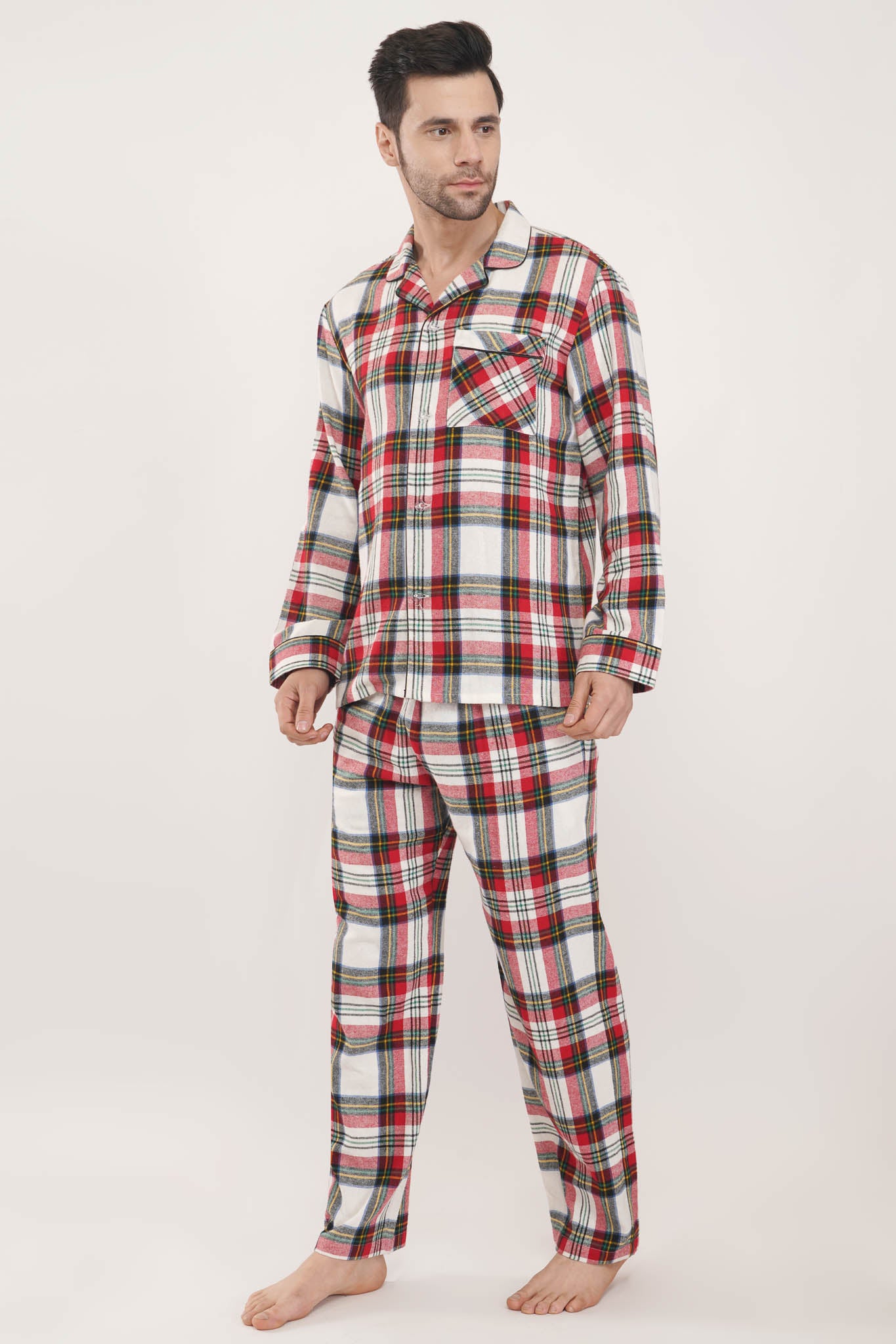 Luxeliv - Royal Red | Red & White Oxford Checks Loungewear Set