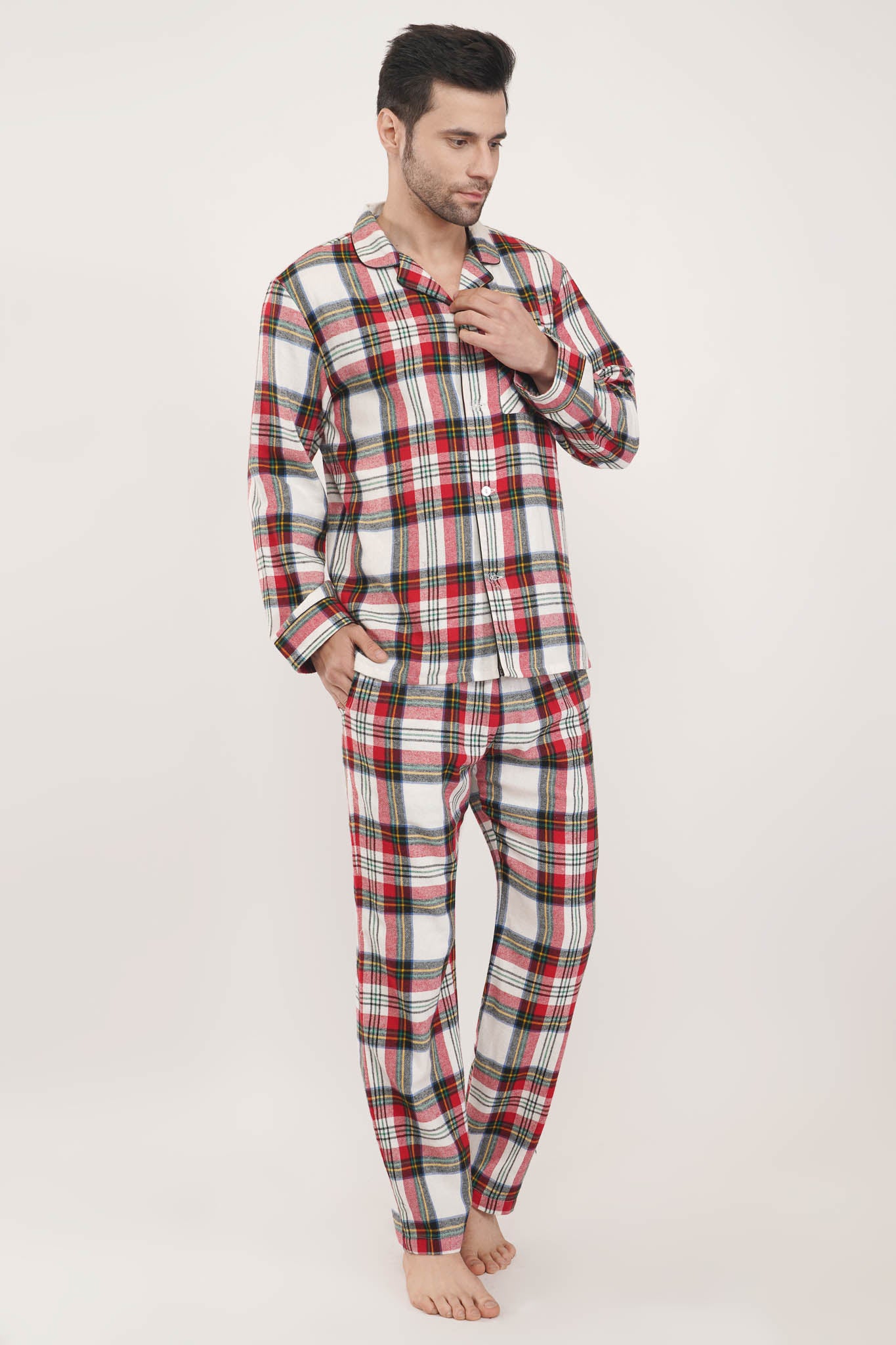 Luxeliv - Royal Red | Red & White Oxford Checks Loungewear Set