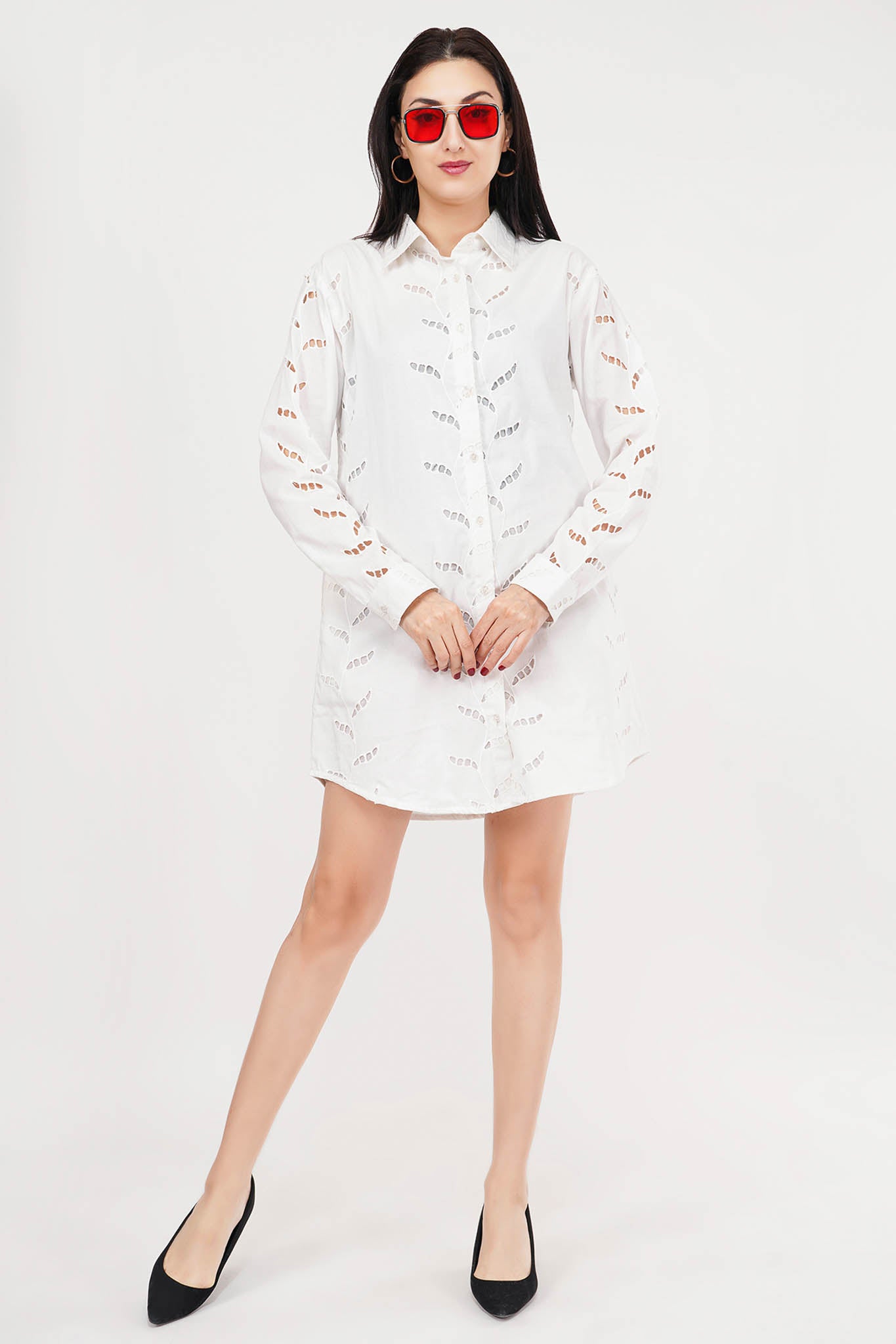 Summer Breeze White Leaf Dress | 100% Cotton | Luxeliv Women