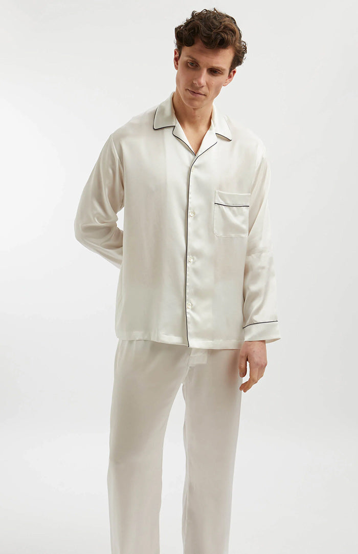 Classic White | Men's Satin Loungewear Set