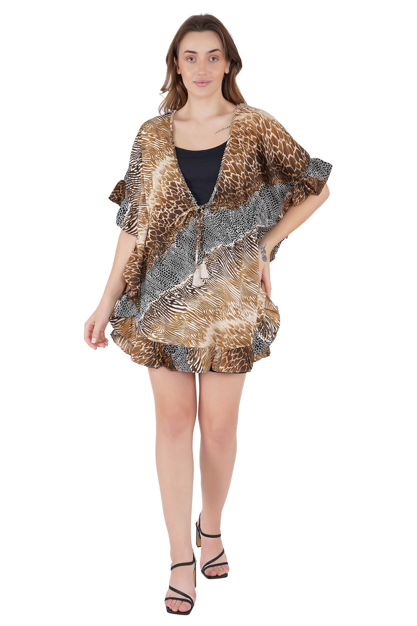 Animal Print Kaftan Swim Cover-Up Beach Dress