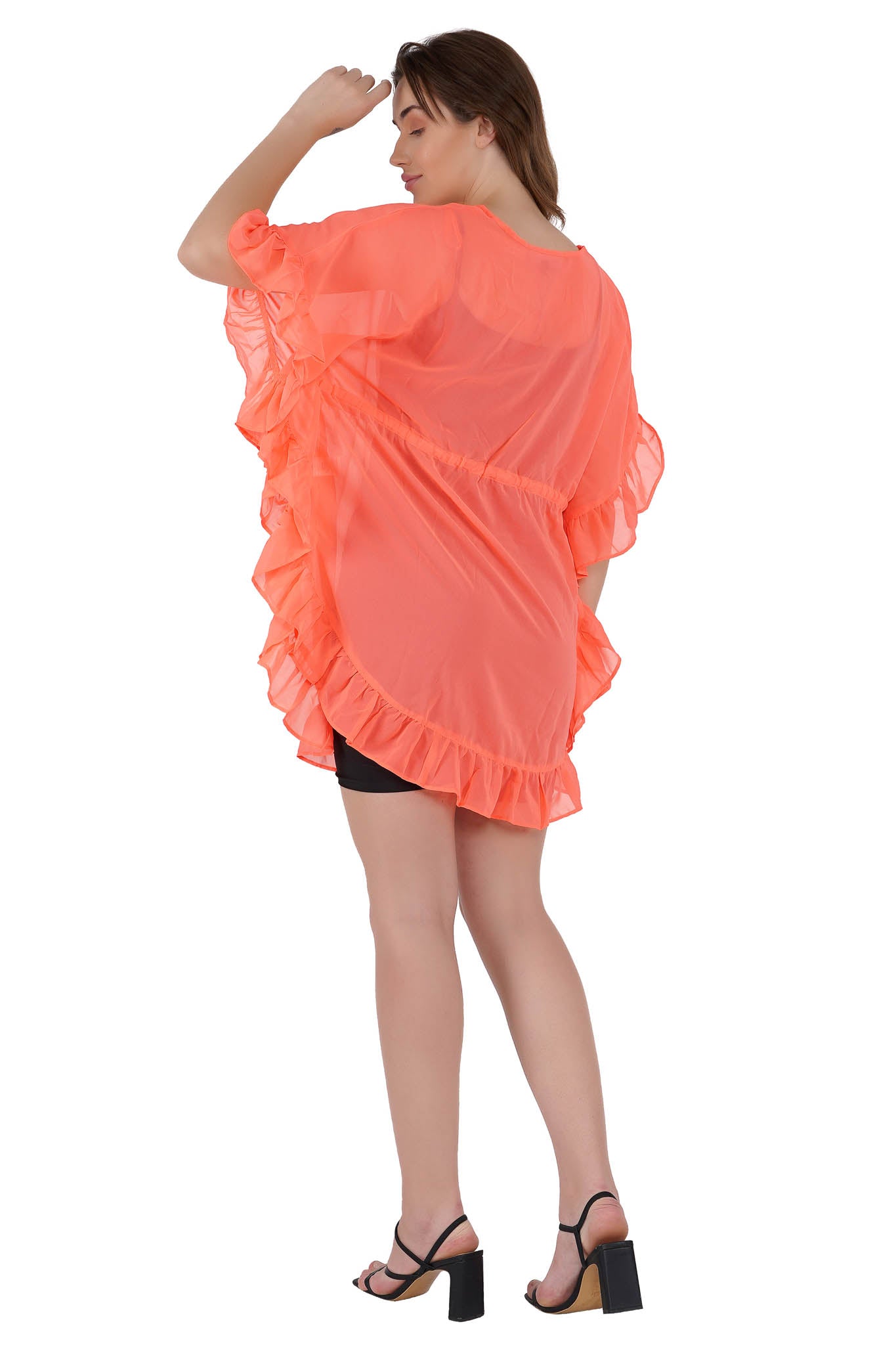 Bright Orange Kaftan Swim Cover-Up Beach Dress