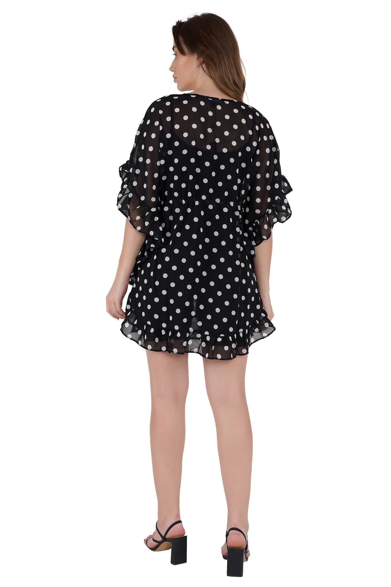 Polka Dot Kaftan Swim Cover-Up Beach Dress-luxeliv - women