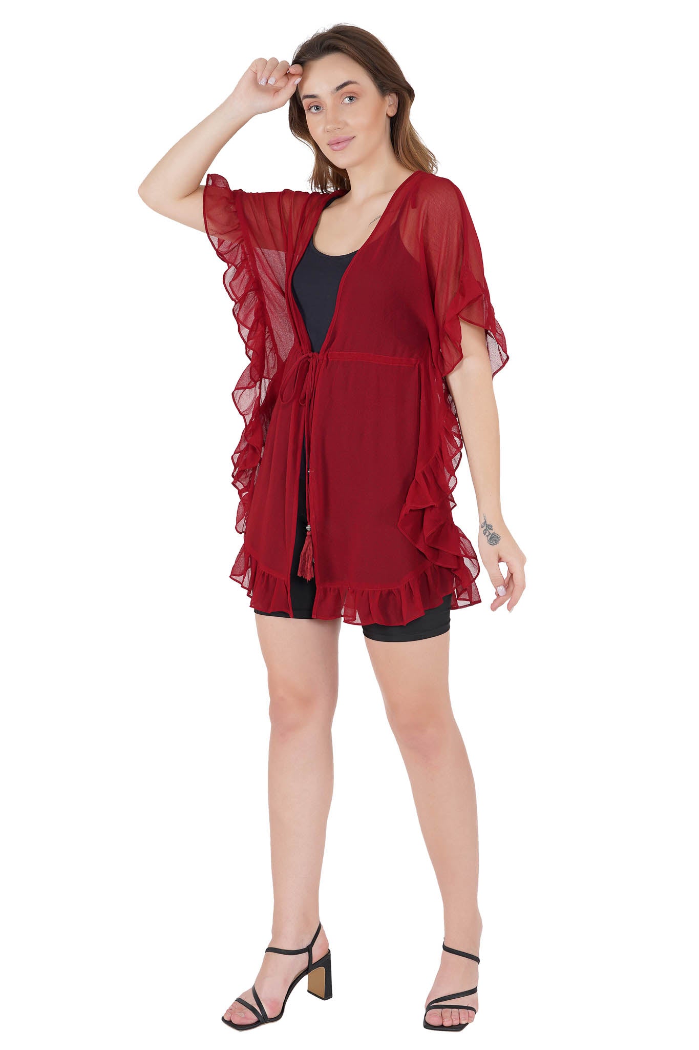 Wine Kaftan Swim Cover-Up Beach Dress