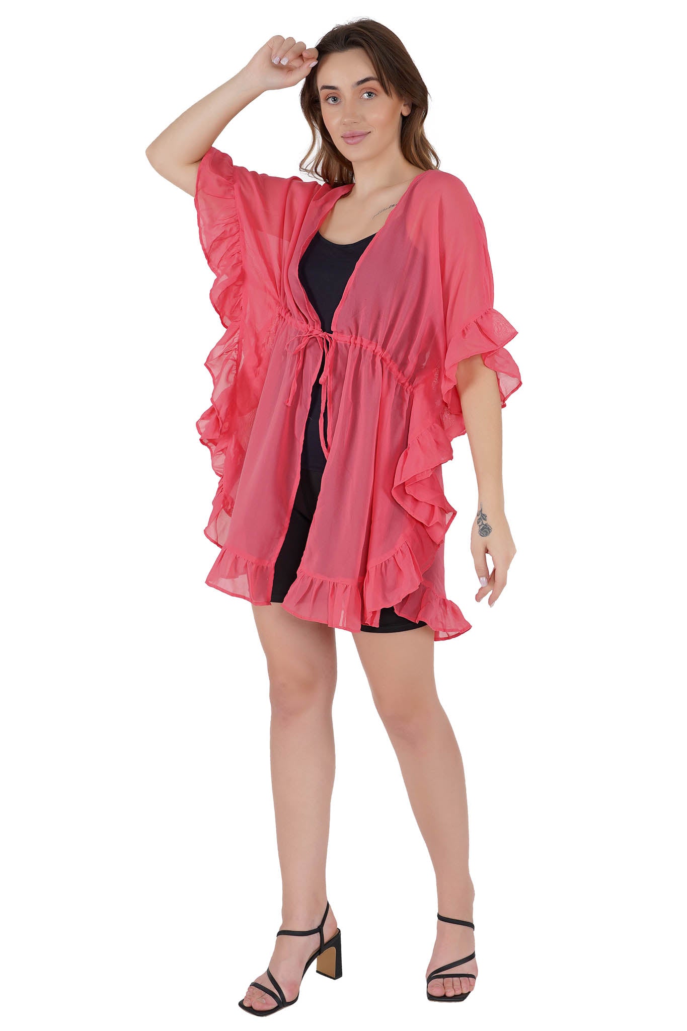 Pretty in Pink Kaftan Swim Cover-Up Beach Dress