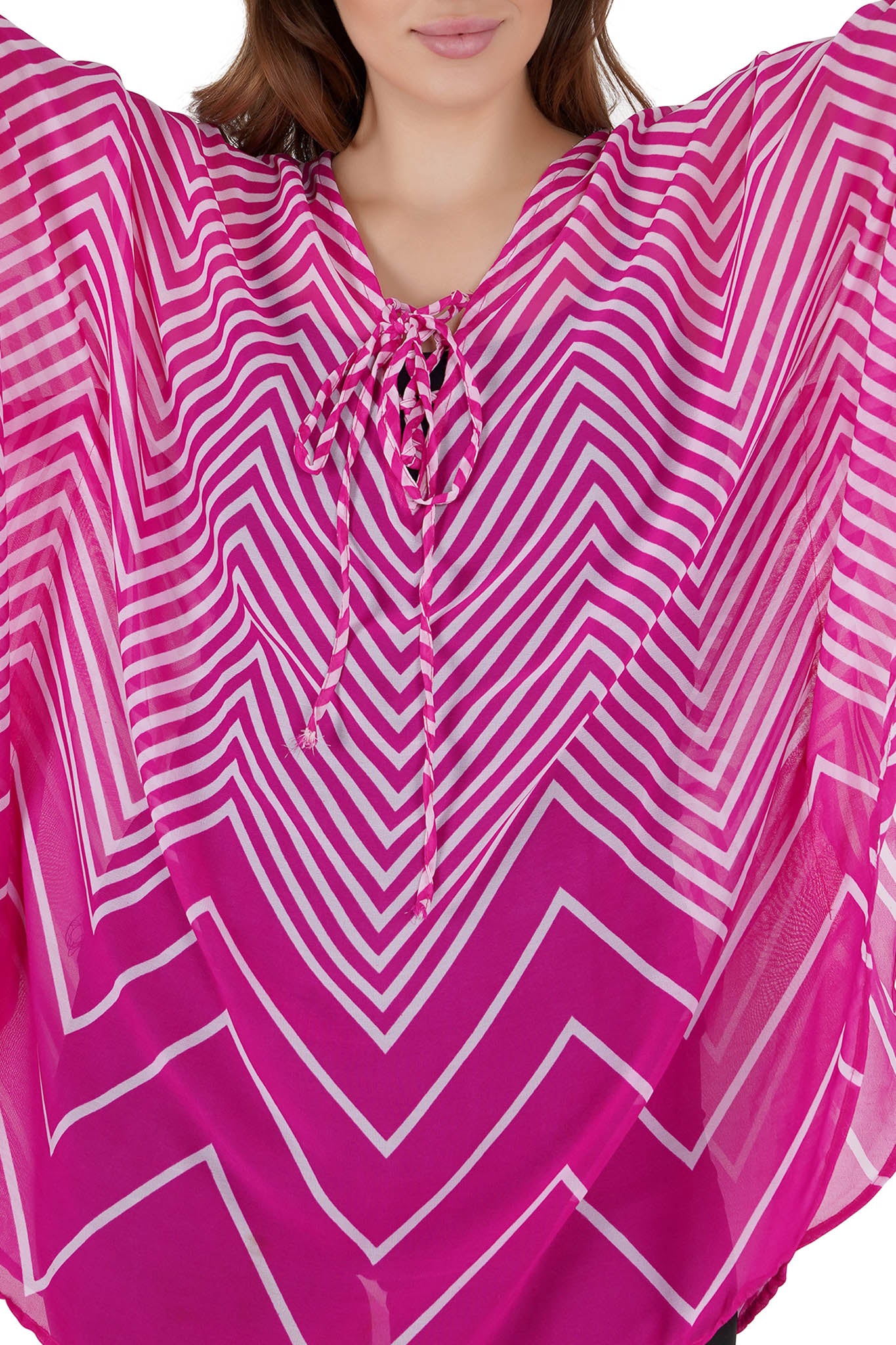 Pink Lines Kaftan Swim Cover-Up Beach Dress