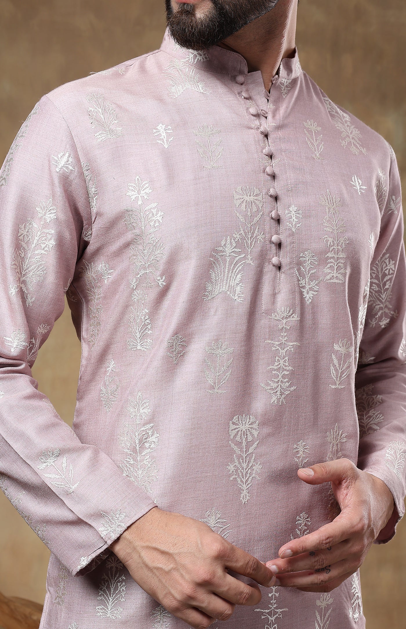 Gulabi Gala | Raw Chanderi Silk Kurta