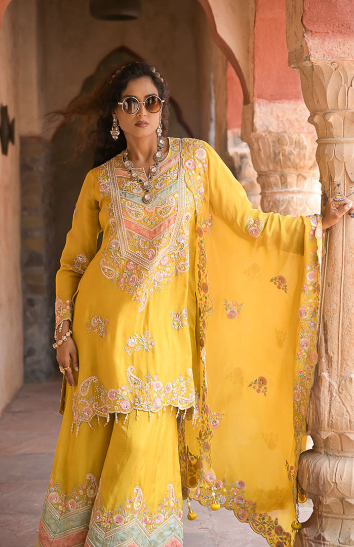 Haldhi Mehfil | Embroidered Suit Set By Ankhira