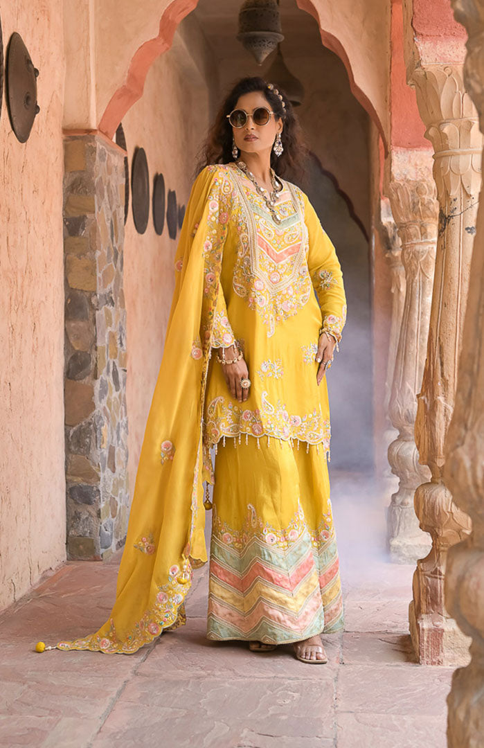 Haldhi Mehfil | Embroidered Suit Set By Ankhira
