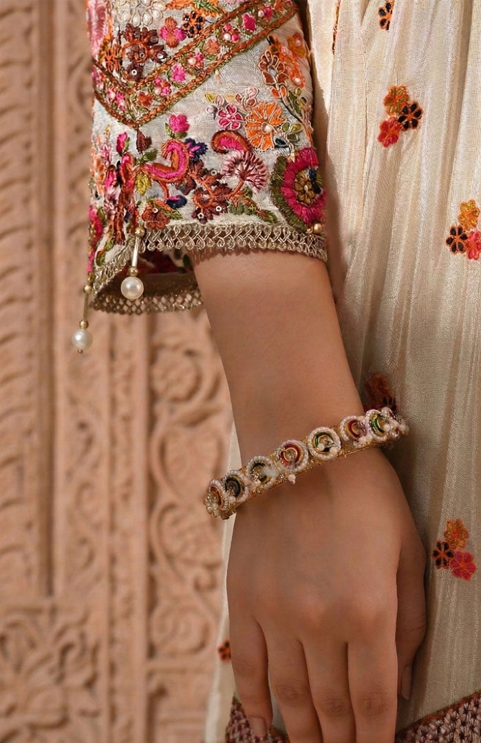 Noor & Nakhra | Ivory Embroidered Suit Set By Ankhira