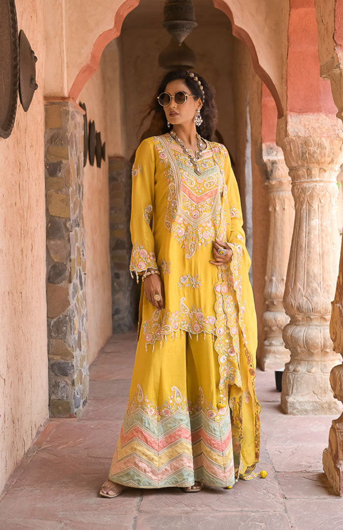 Haldhi Mehfil | Embroidered Suit Set By Ankhira