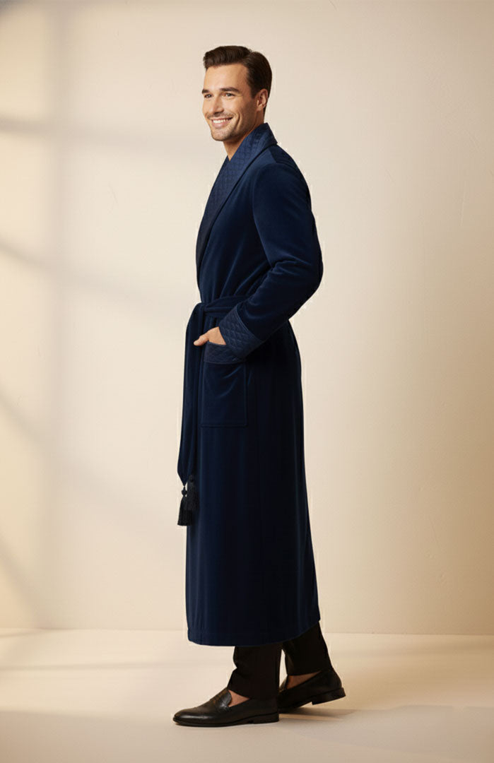 Blue Label Reserve | Quilted Velvet Winter Robe for Men