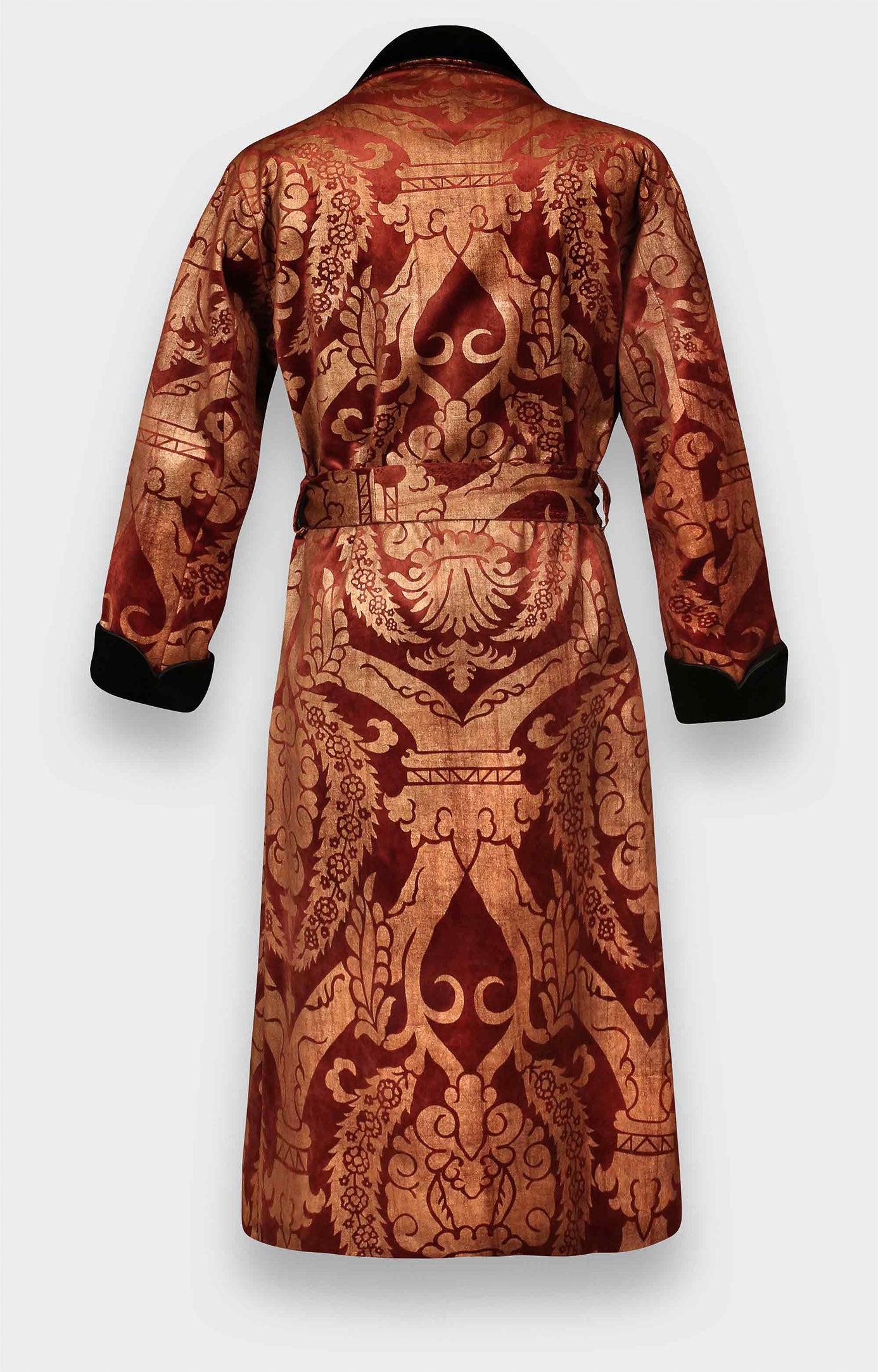 The Pataudi Royal | Red Foiled Quilted Velvet Robe for Men