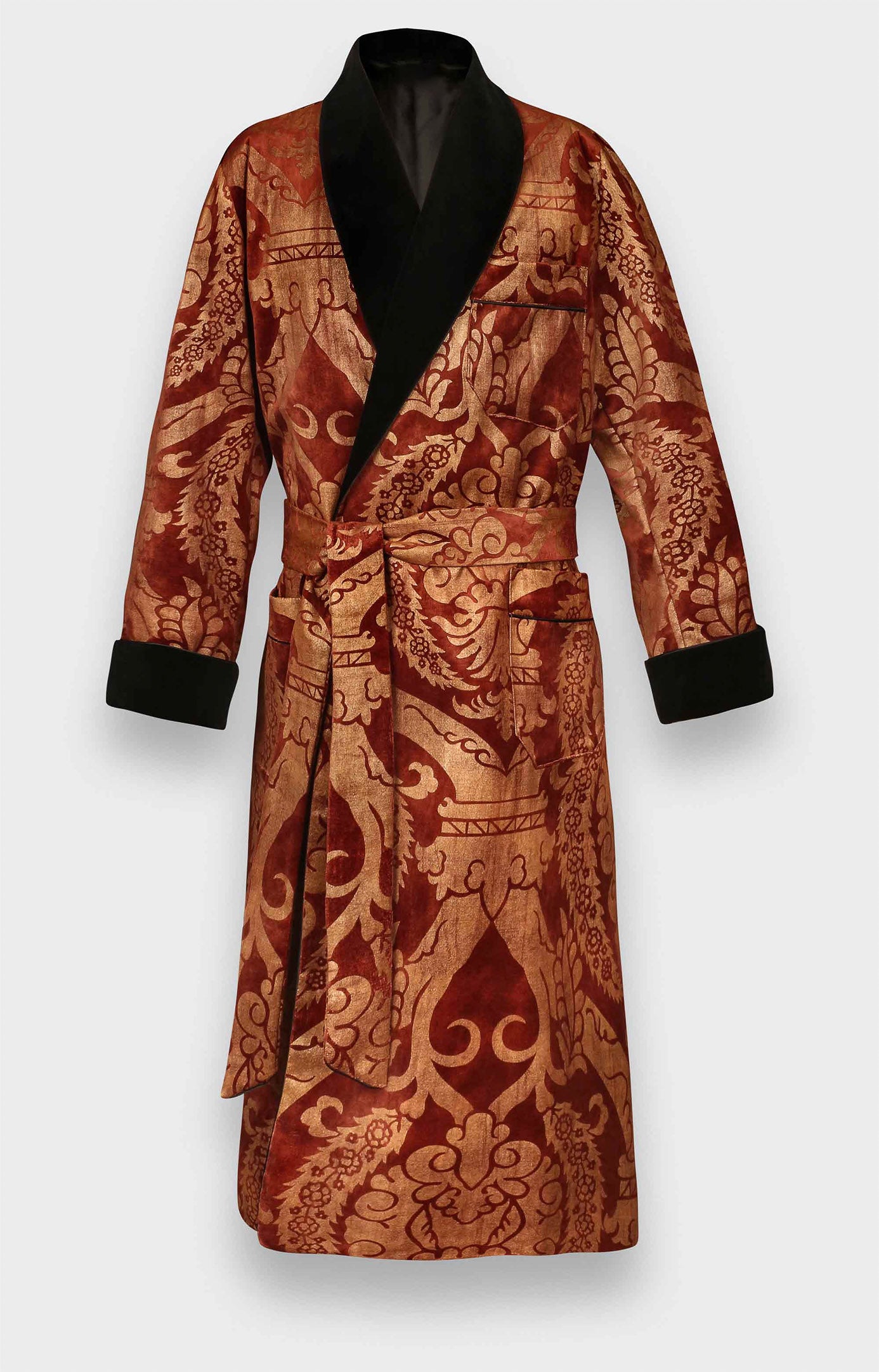 The Pataudi Royal | Red Foiled Quilted Velvet Robe for Men
