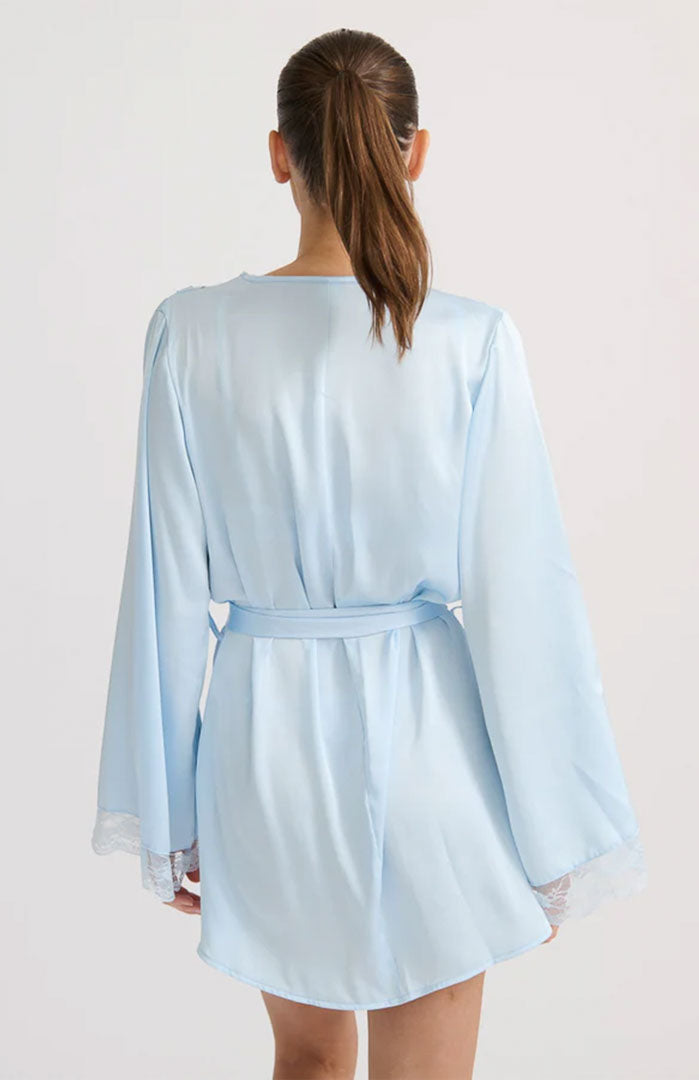 Bleu Baby | Couture Satin & Lace Loungewear Robe