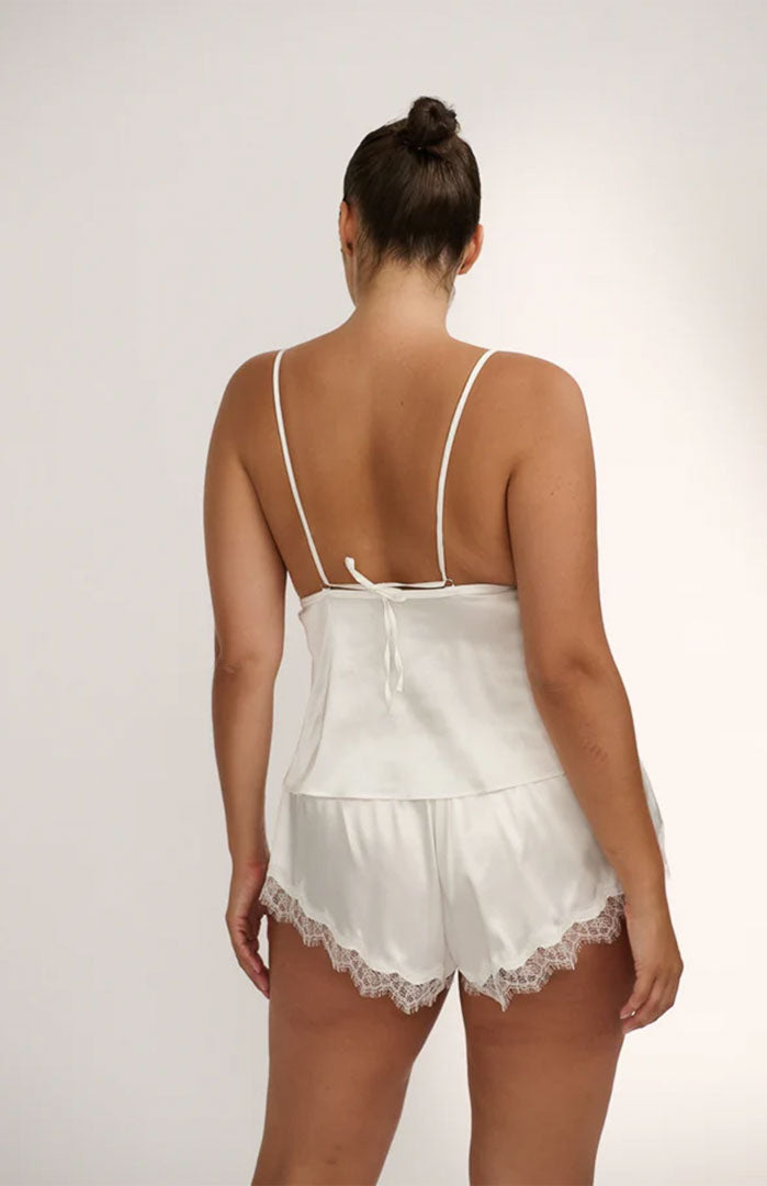 Celestial Charm | White Satin & Lace Couture Nightwear