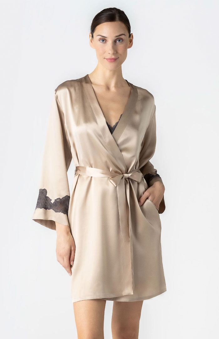 Golden Lady | Gold Couture Satin & Lace Robe