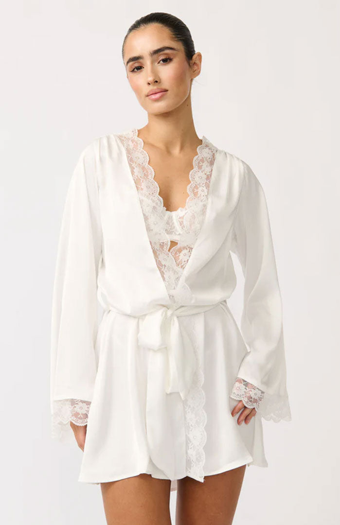 Morning Serenity | White Couture Lace Satin Robe