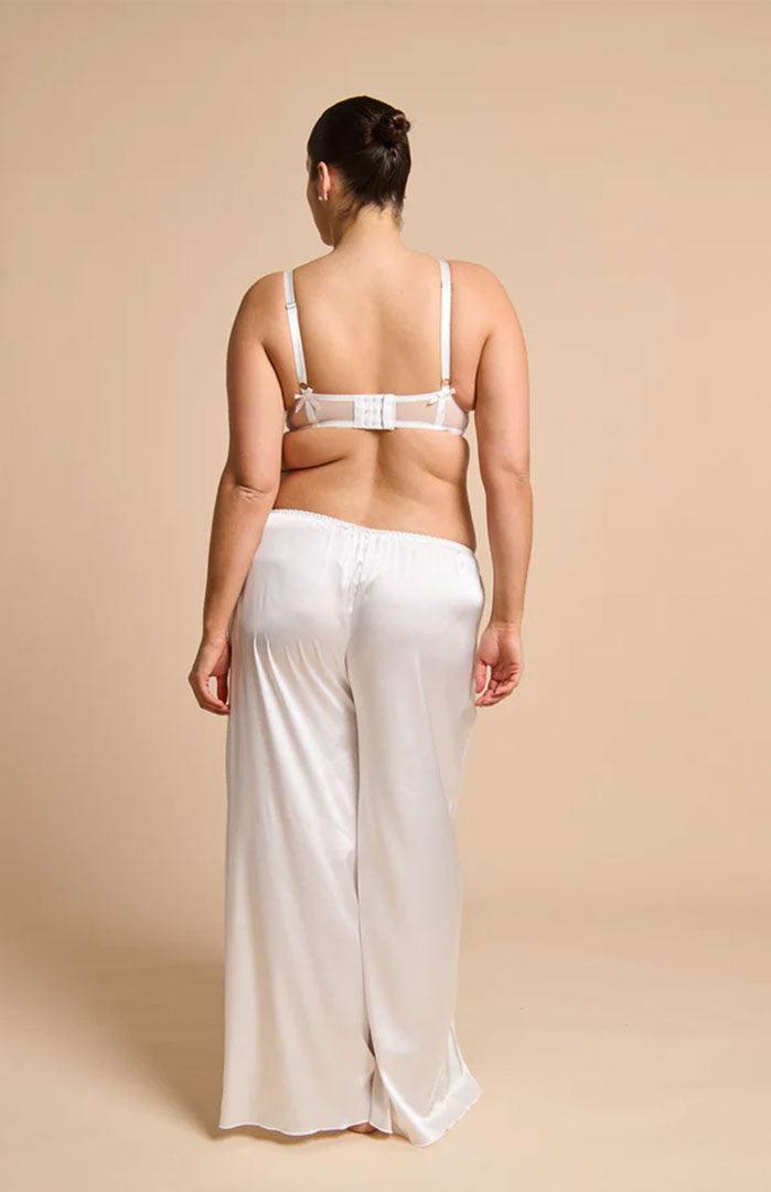 Azure Escape | White Luxe Satin Wide-Leg Set