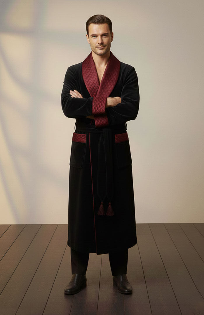 Men's Reed Velvet Robe God Father | Quilted Velvet Robe for Men