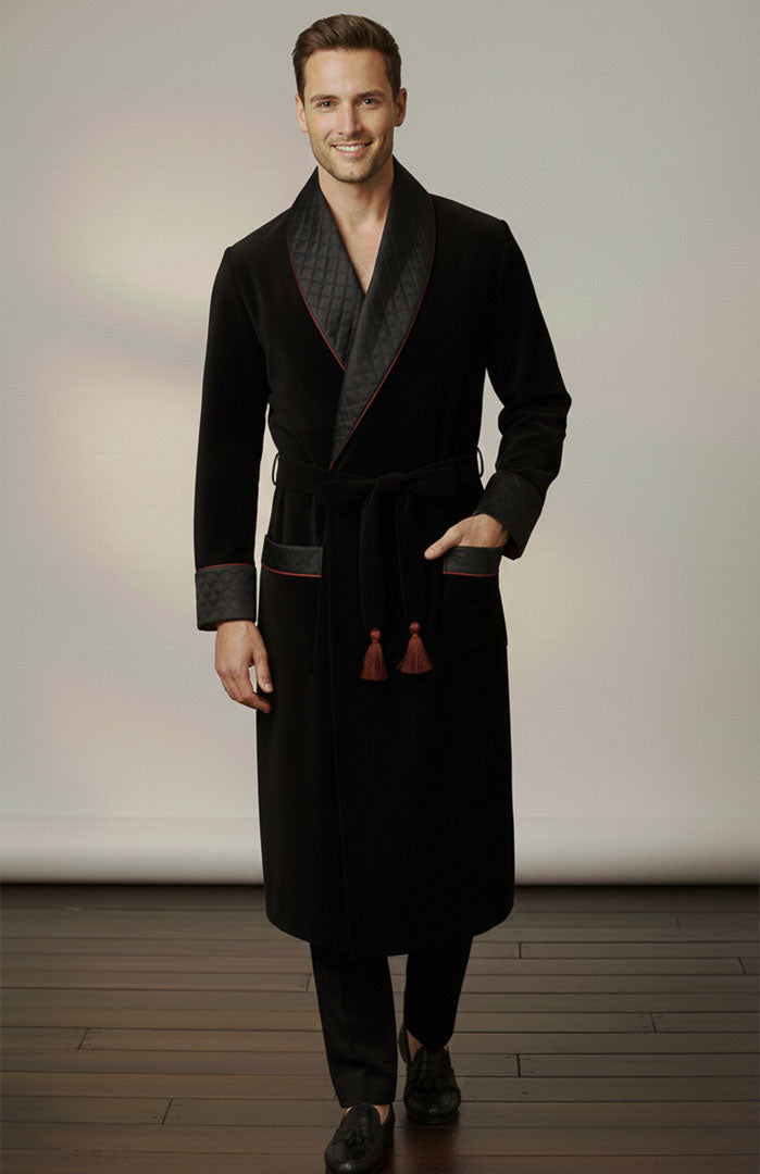 The Don Black | Quilted Velvet Robe for Men