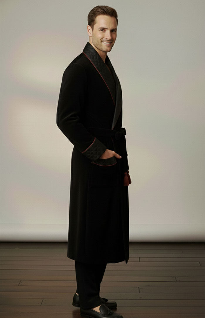 The Don Black | Quilted Velvet Robe for Men