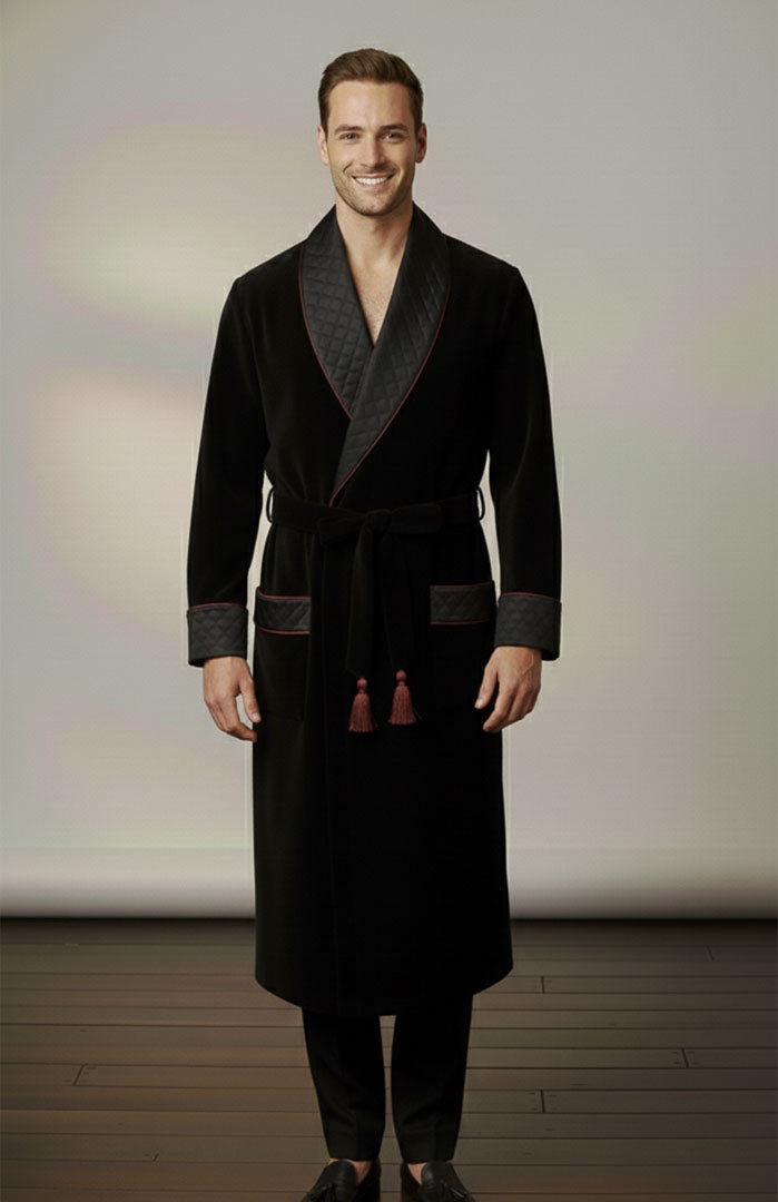 The Don Black | Quilted Velvet Robe for Men