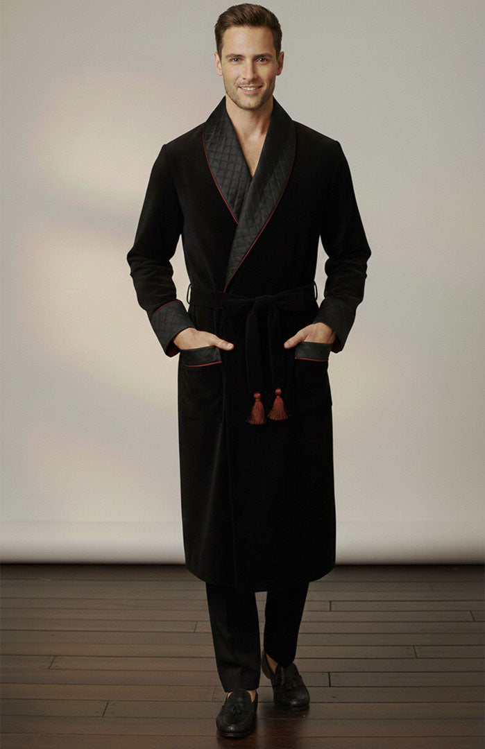 The Don Black | Quilted Velvet Robe for Men