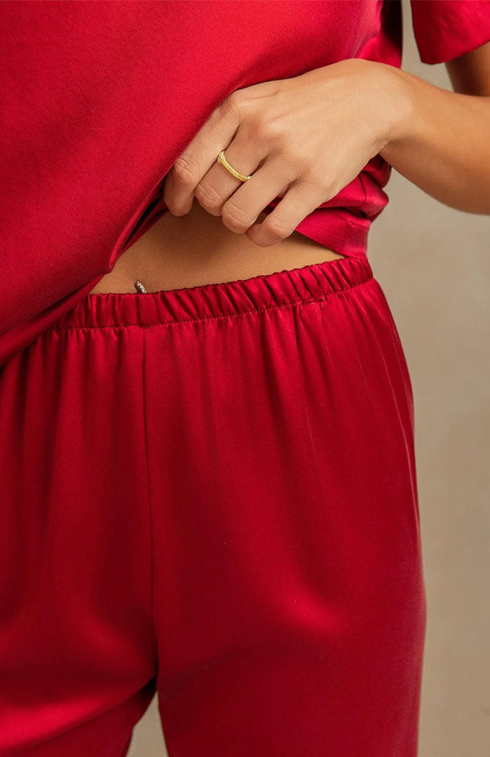 The Midnight Merlot Set – Luxury Ruby Satin Loungewear