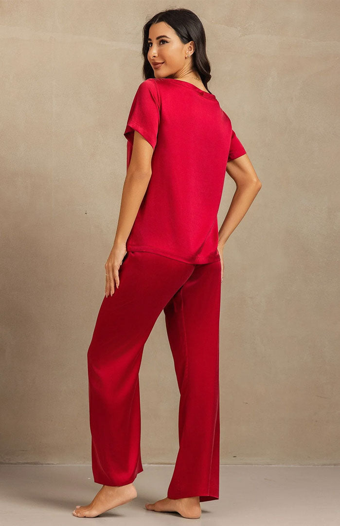 The Midnight Merlot Set – Luxury Ruby Satin Loungewear