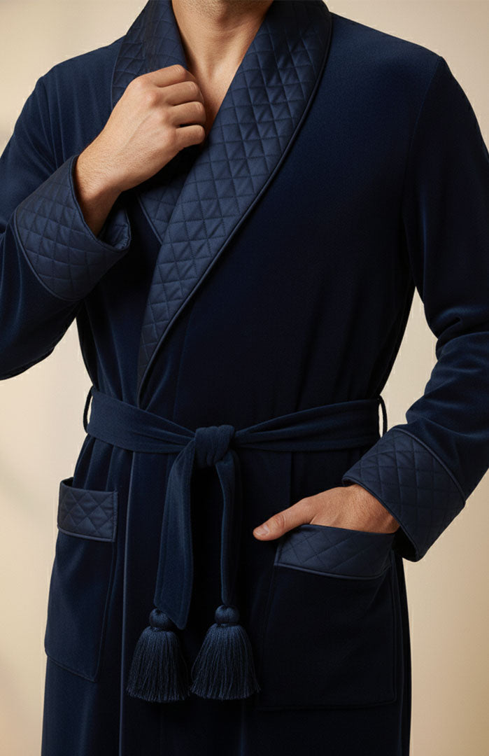 Blue Label Reserve | Quilted Velvet Winter Robe for Men