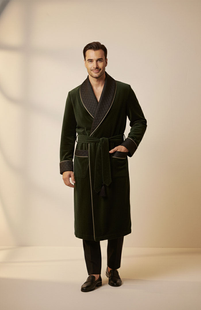Emerald Estate | Quilted Velvet Robe for Men