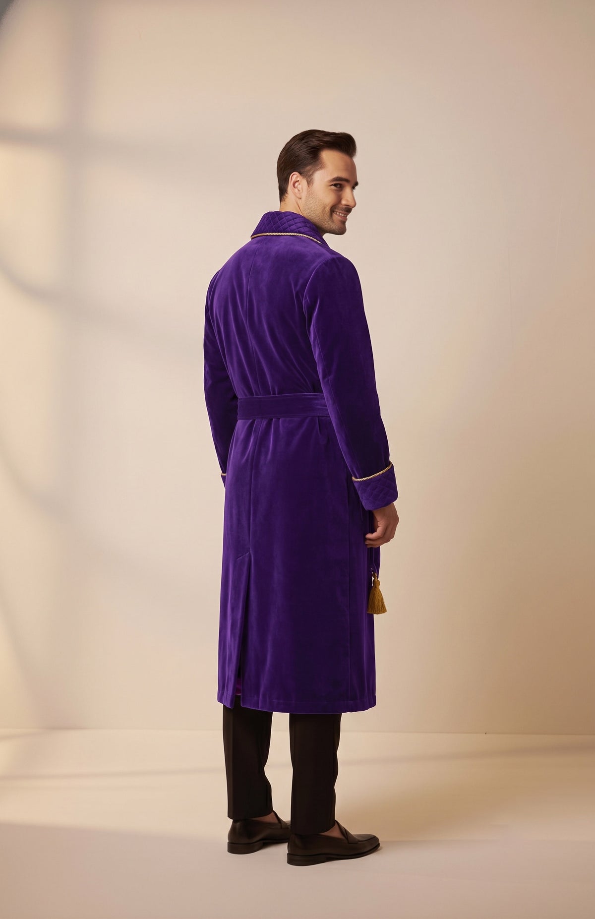 Royal Violet | Quilted Velvet Robe for Men
