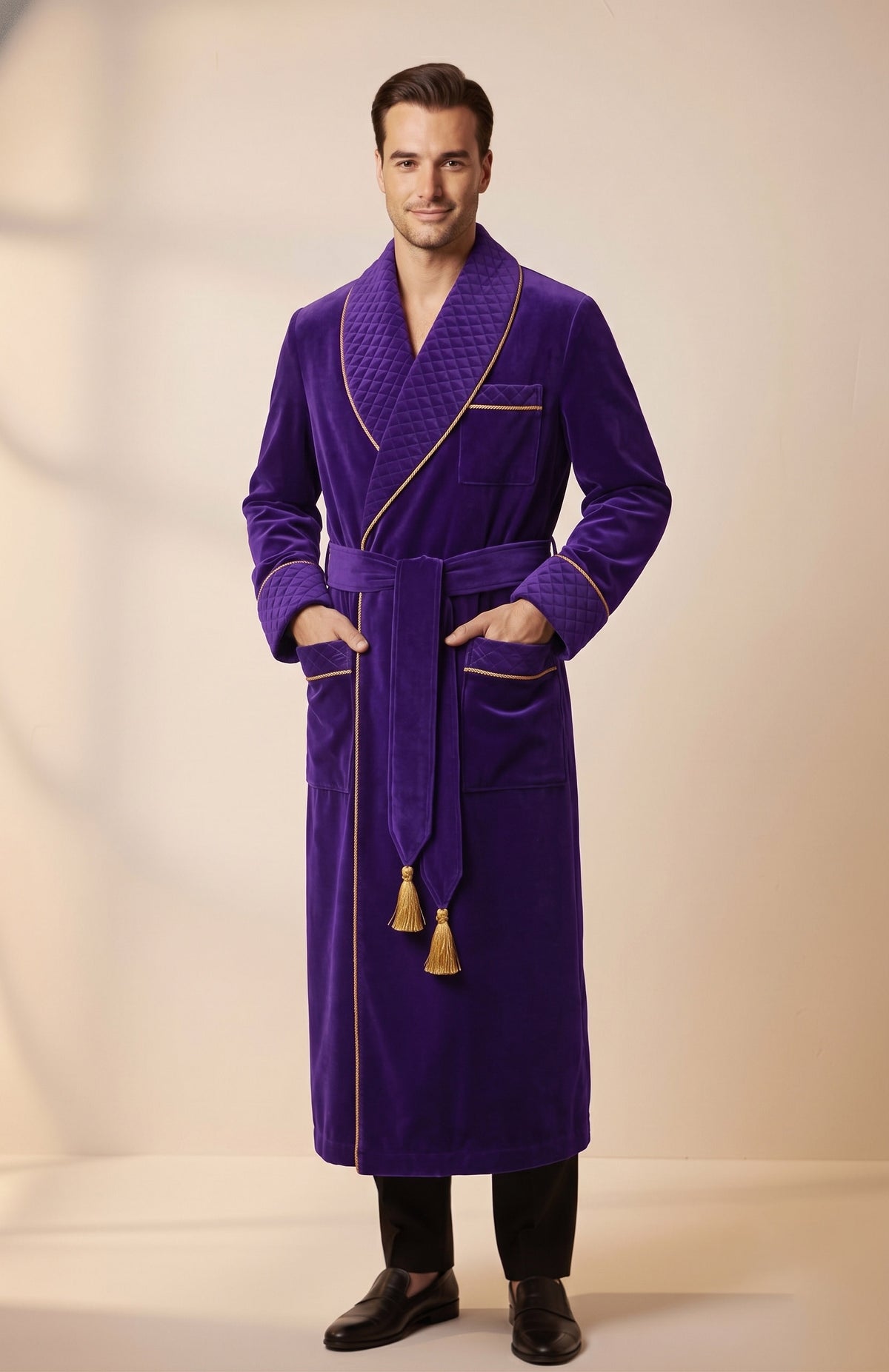Royal Violet | Quilted Velvet Robe for Men