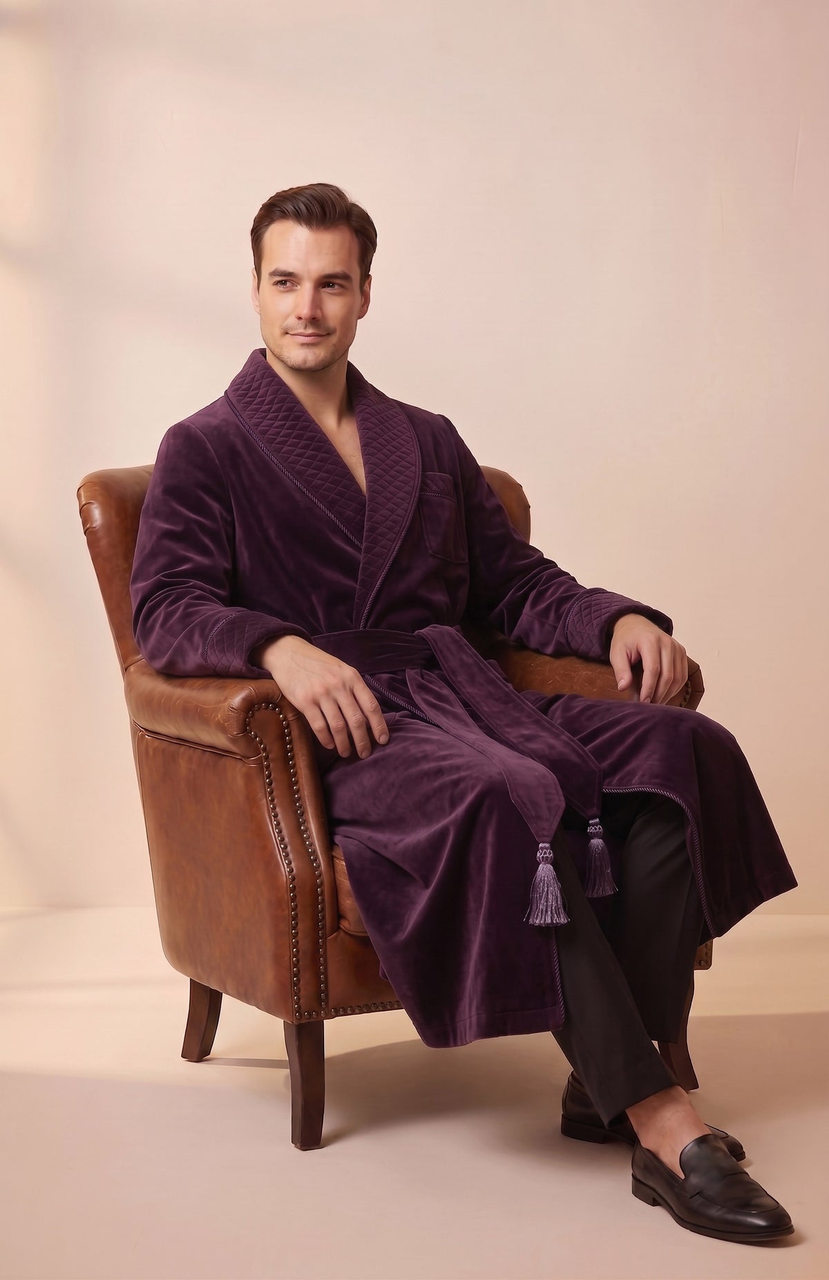 Imperial Purple | Quilted Velvet Robe for Men
