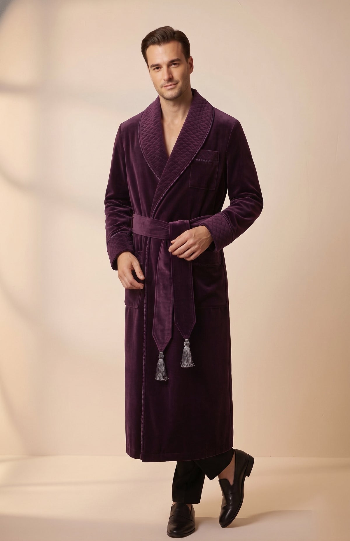 Imperial Purple | Quilted Velvet Robe for Men