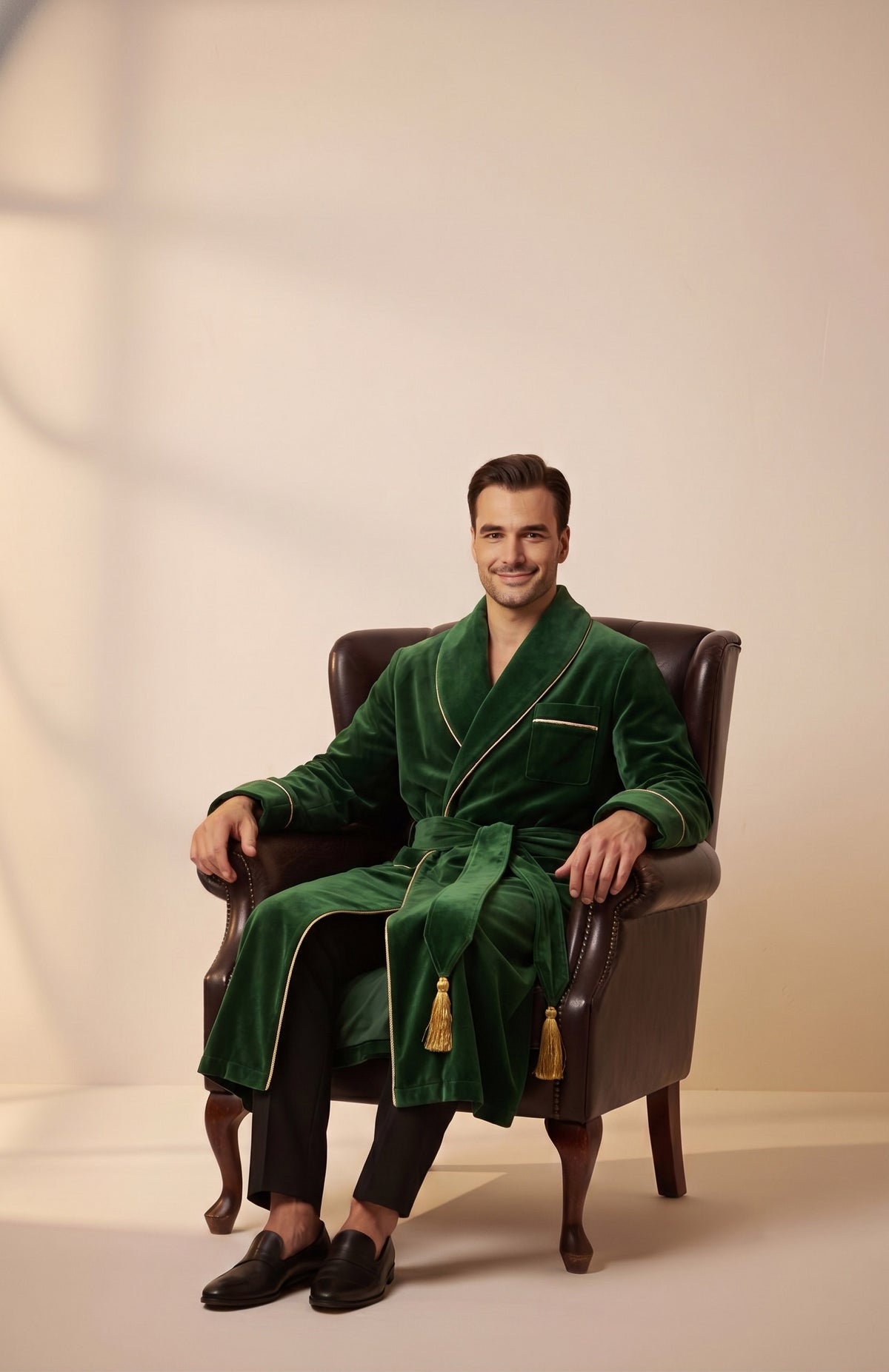Glorious Green | Quilted Velvet Robe for Men