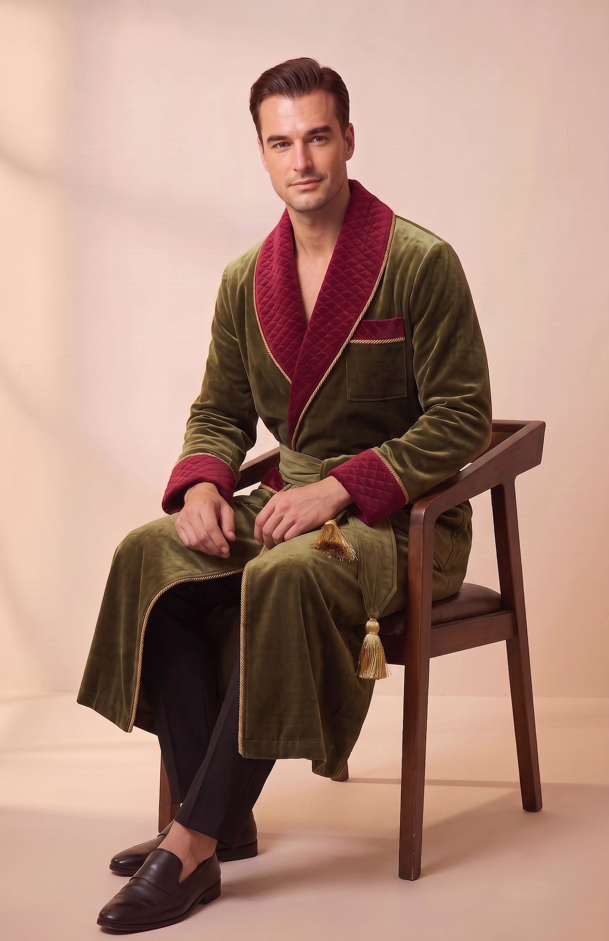 Olive Estate | Quilted Velvet Robe for Men