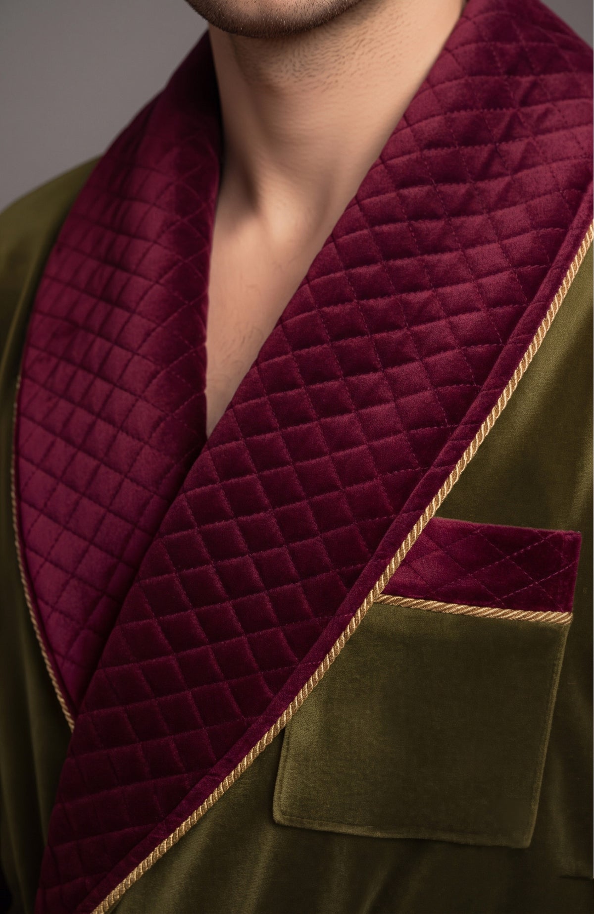 Olive Estate | Quilted Velvet Robe for Men