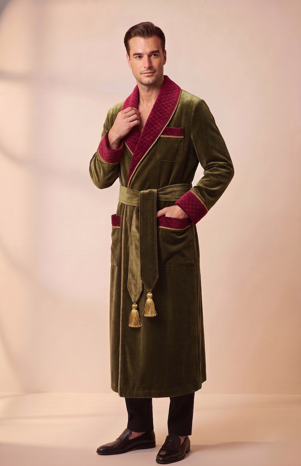 Olive Estate | Quilted Velvet Robe for Men