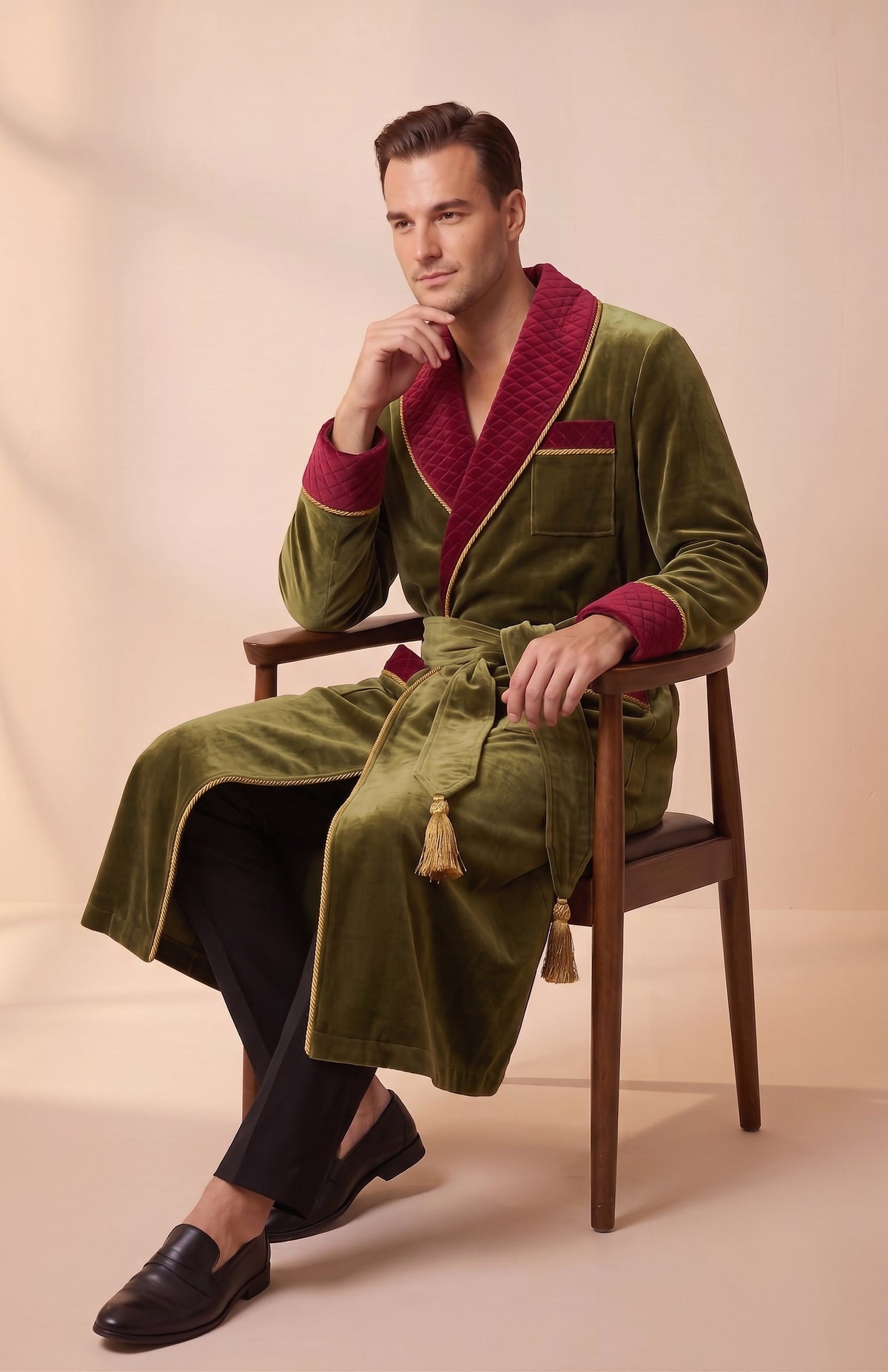 Olive Estate | Quilted Velvet Robe for Men