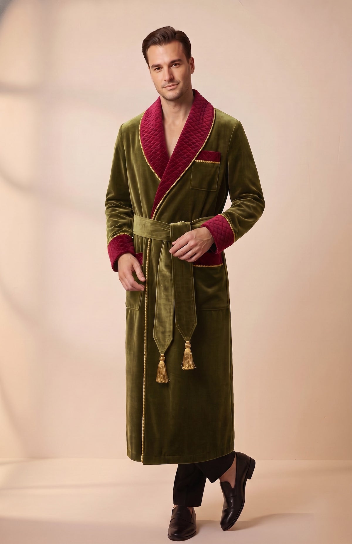 Olive Estate | Quilted Velvet Robe for Men