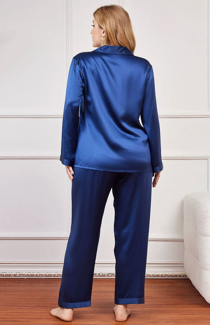 The Electric Blue Satin | Satin Plus Size Loungewear Set