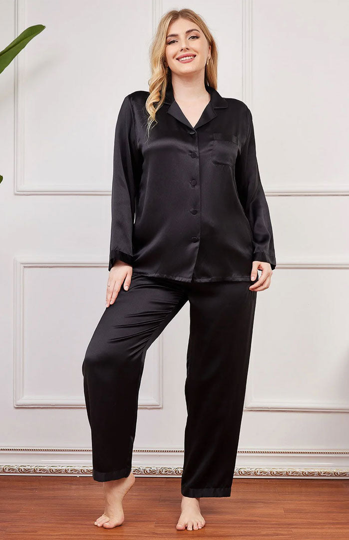 The Black Satin | Satin Plus Size Loungewear Set