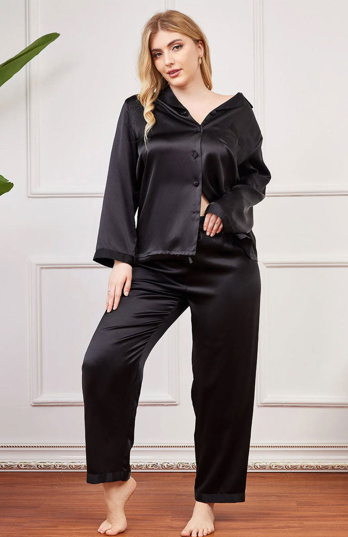 The Black Satin | Satin Plus Size Loungewear Set