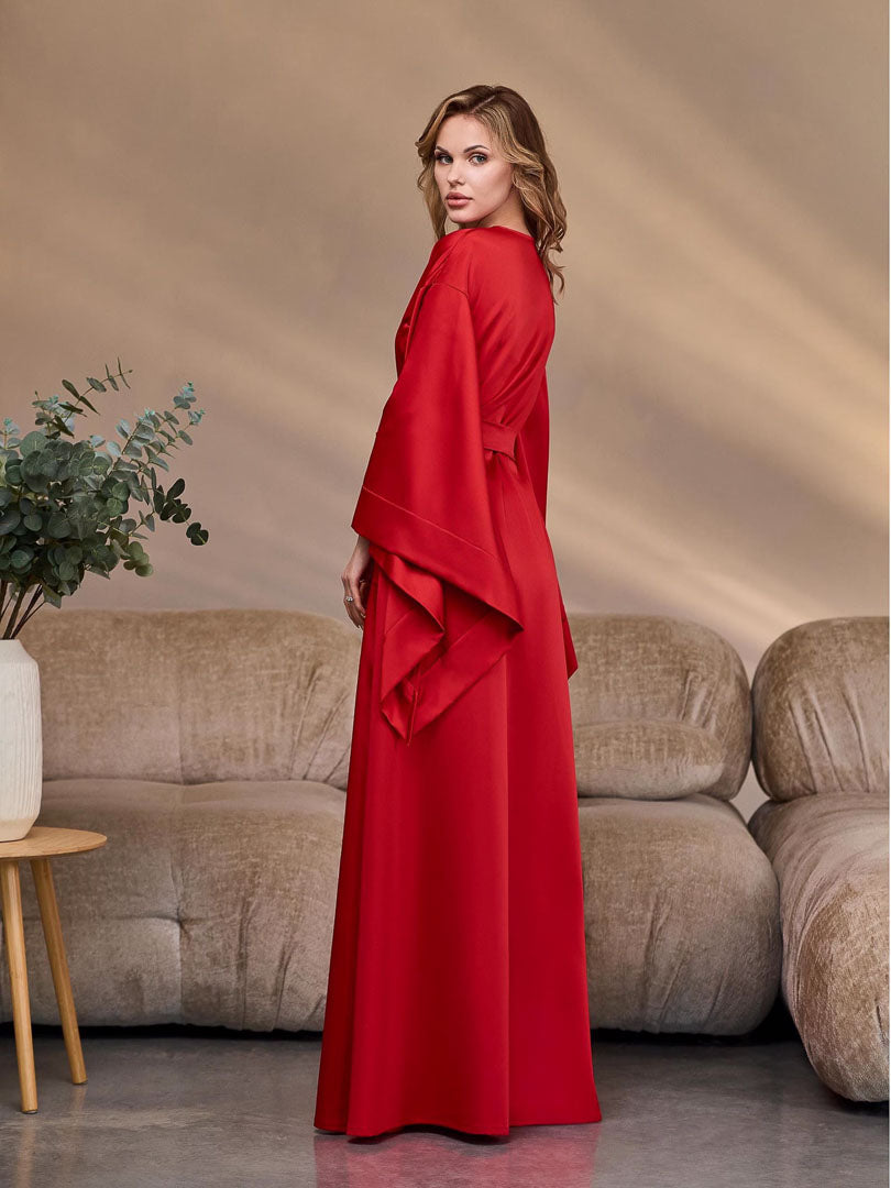 The Scarlet Empress | Red Satin Kimono Robe for Women