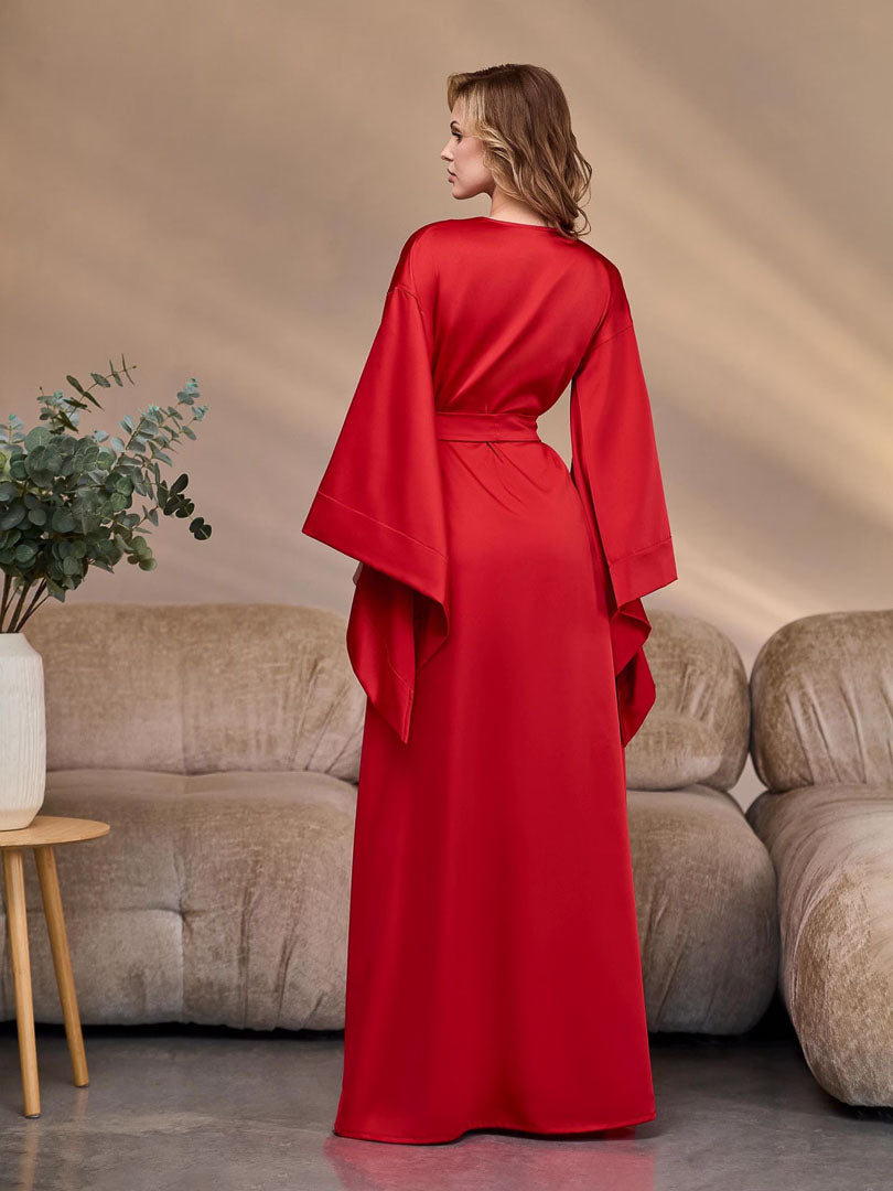 The Scarlet Empress | Red Satin Kimono Robe for Women