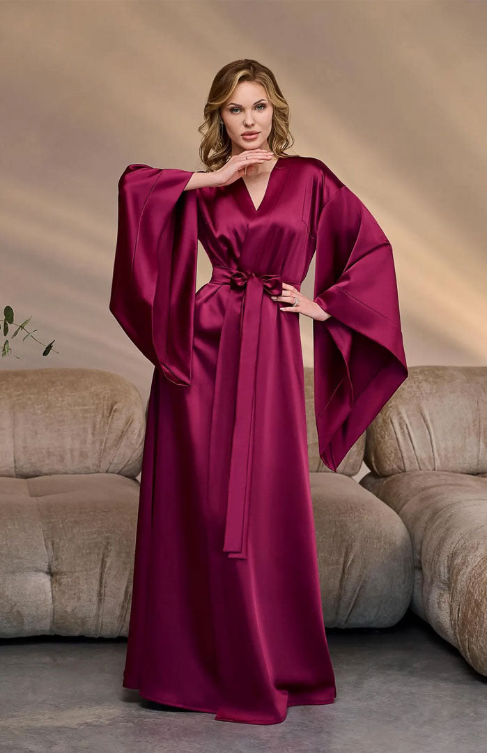 The Merlot | Satin Kimono Robe for Women