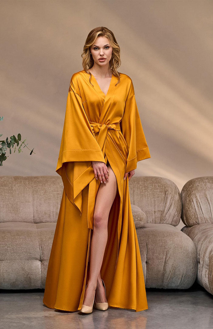 The Marigold | Satin Kimono Robe for Women